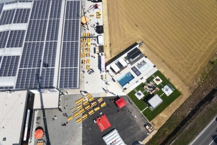 Svoboda Hausmesse 2018 - Luftaufnahme Schaugarten & Photovoltaikanlage Produktionshalle
