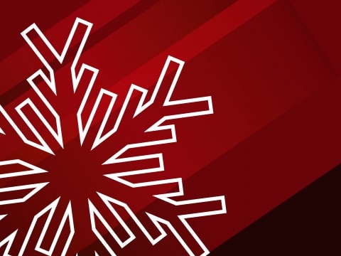 Betriebsurlaub Svoboda Bild mit roten Hintergrund und weißer Schneeflocke